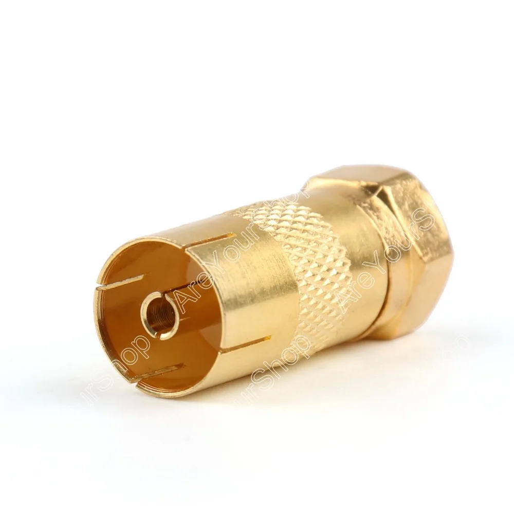 

Areyourshop Sale 10 Pcs Gold Plated F Male To Pal Female Plug TV Coax Antenna Cable Connector minij