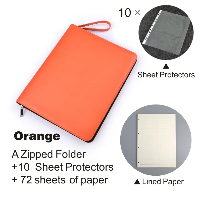 A4 папка для конференций на молнии, деловой чехол из искусственной кожи для документов, сумка, портфель, папка для файлов, соглашение, короткий чехол с ручкой - Цвет: 2nd Orange