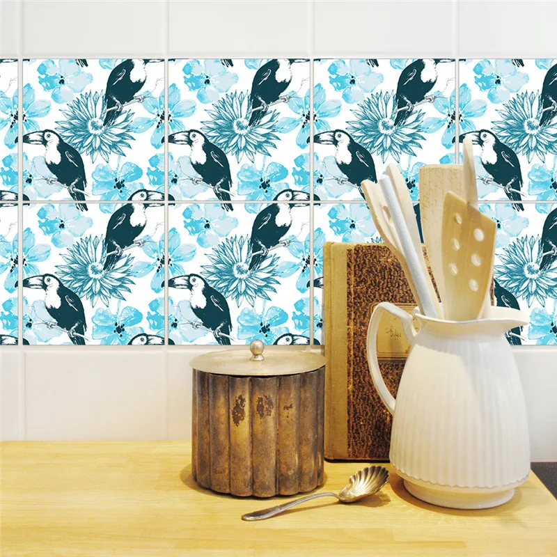 Yrhcd Creative Sunflower & Toucans Oilproof Tile Sticker For Kitchen
