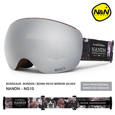 NANDN Brand Ski Goggles Men Women Snowboard Goggles Ski Glasses UV400 Protection Snow Skiing Glasses Anti-fog Ski Mask NG10 - Цвет: Red-Fram-Sliver