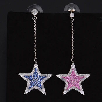 

LARRAURI Luxury Geometric Micro Pave Cubic Zirconia Earrings CZ Stones Dangle Drop Star Earrings Women Bijoux Prom Party Jewelry