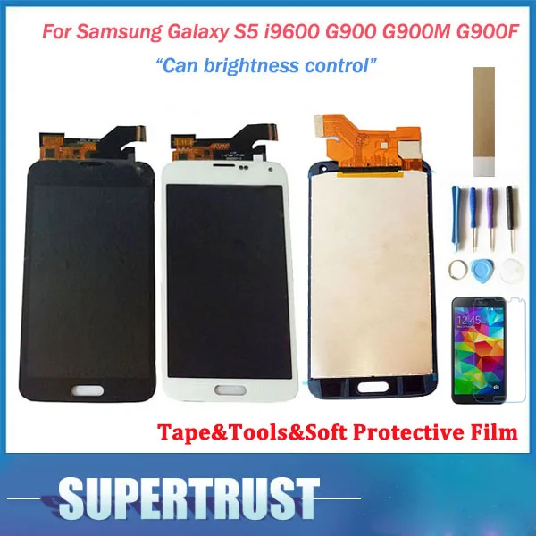 

For Samsung Galaxy S5 i9600 G900 G900M G900F SM-G900F LCD Display Screen+Touch Screen Digitizer Black White Color with kit
