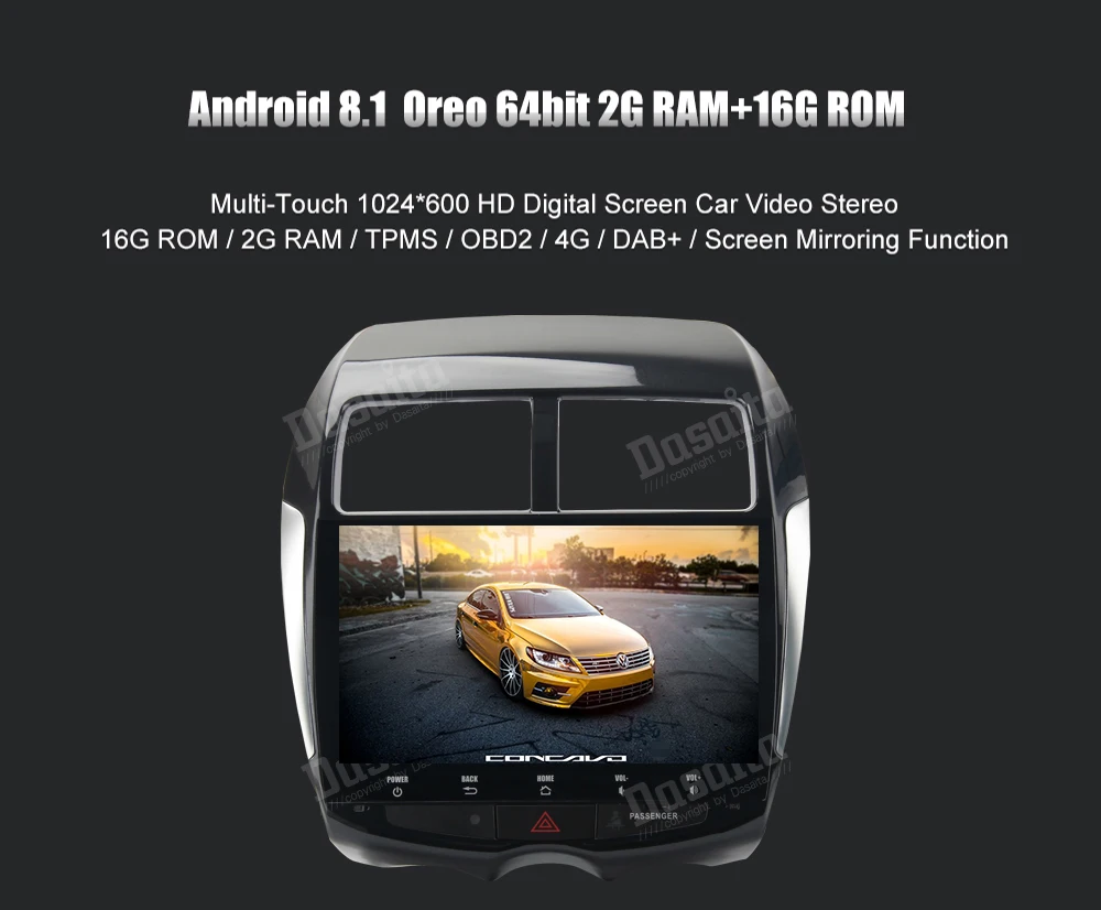 Cheap Dasaita 10.2" Android 9.0 Car GPS Player Navi for Mitsubishi ASX 2010-2012 with 2G+16G Quad Core Stereo Multimedia No DVD 4