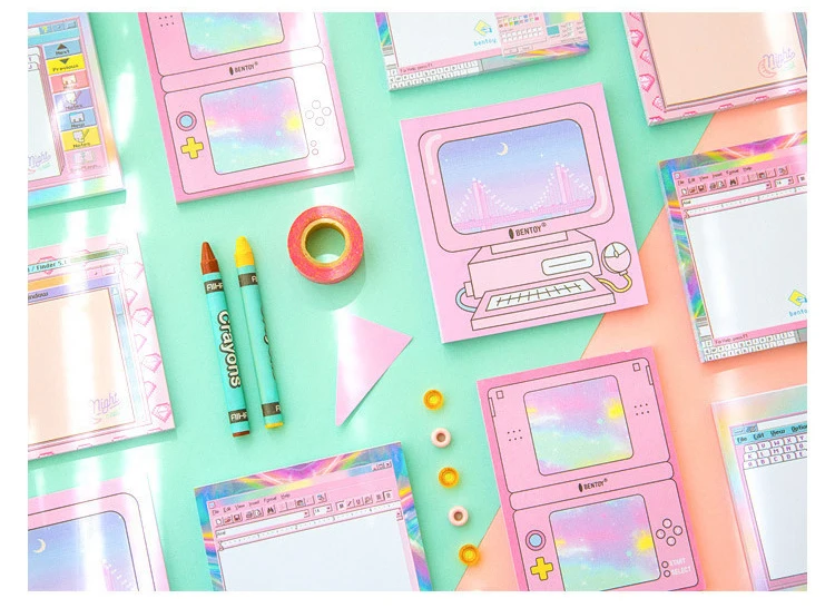 Cute Computer Game Memo Pad Self-adhesive Planner Stickers Kawaii Paper Sticky Notes Notepad School Office Stationery Supplies