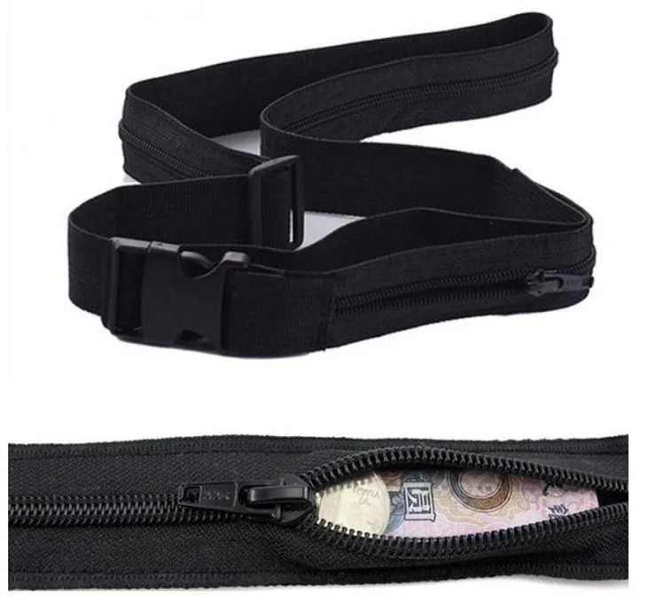 Black hidden Money Belt Security Travel Waist Money Belt For Men Women