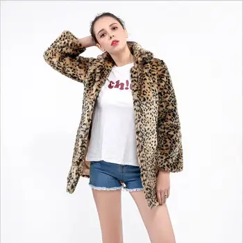 

2018 new women's artificial leopard fur coat sexy wild faux fur fashion personality long-sleeved jacket