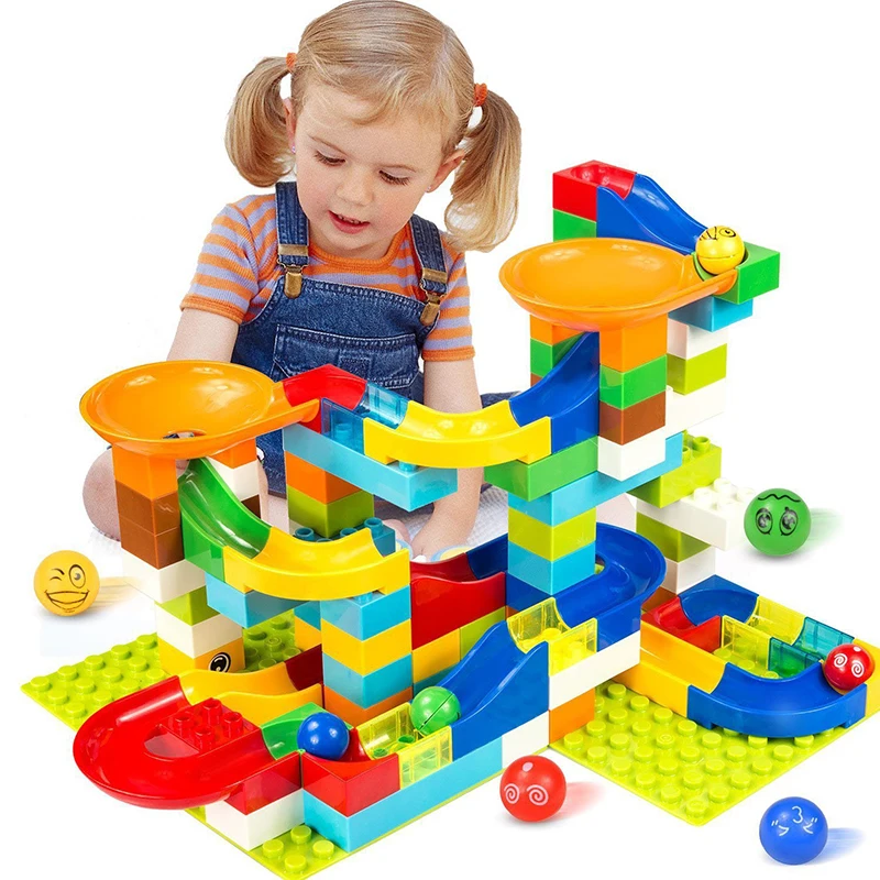 

Big Size Marble Race Run Maze Ball Track Building Blocks Plastic Funnel Slide Bricks Compatible Block Birthday Gift
