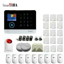 SmartYIBA APP Controle WIFI GSM Teclado de Toque Do Sistema de Alarme de Incêndio/Sensor de Fumaça Para Casa Escritório Intruder Alarme de Quebra de Vidro Sensor de