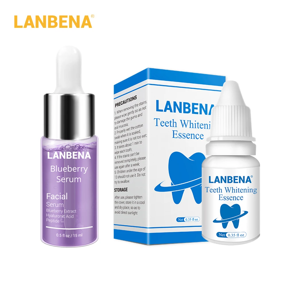 

LANBENA Blueberry Hyaluronic Acid Essence + Teeth Whitening Essence Oral Hygiene Cleaning Removes Reduces Fine lines Anti-Aging
