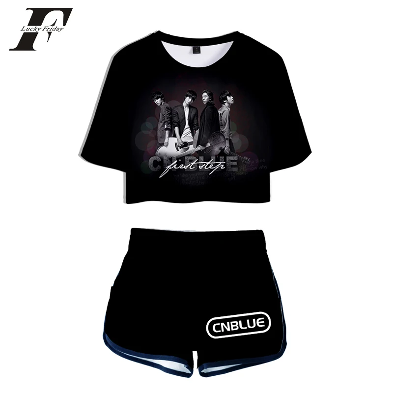 LUCKYFRIDAYF 2018 CNBlue Корейский Kpop 3D летние шорты и футболки женские комплекты хип-хоп