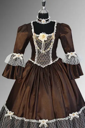 Ренессанс или Викторианский стиль ручной работы платье кружева тафты с колье ожерелье есть различные цвета