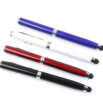 

New Compatible 4in1 LED Laser Pointer Torch Touch Screen Stylus Ballpoint Pen for iPhone for Ipad for Samsung