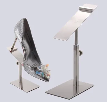 

10pcs fashion Mirro Stainless Steel Brushed Shoe tree showing holder shoe care rack high heels display Shoe display stand rack