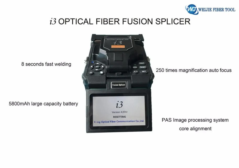 Английское меню I3 Многофункциональный волоконно-оптический сварочный аппарат/машина для сращивания оптического волокна I3 FTTH волоконно-оптический сварочный аппарат