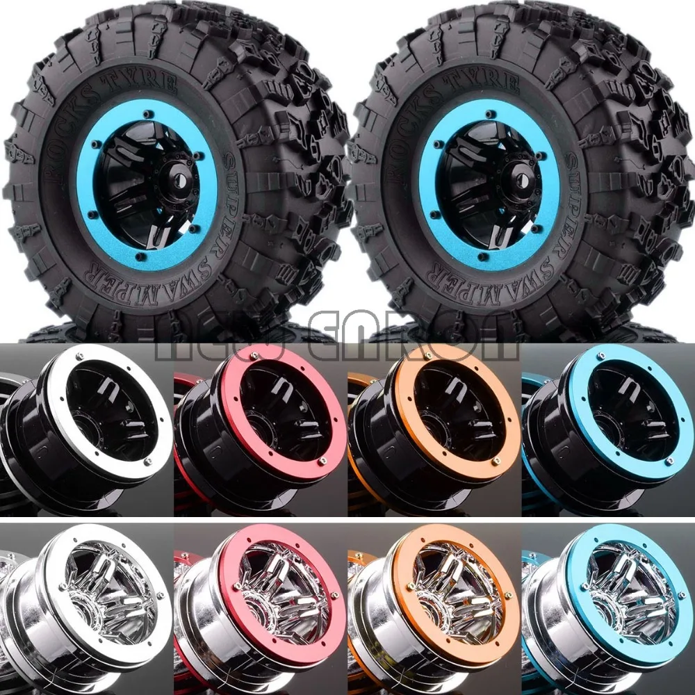 

4PCS 2.2" Wheels & Super Swamper Rocks Tyre FOR RC Rock Crawler SCX10 D90 CC01 1/10