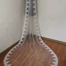 Реальная картинка свадебного свадебная фата свадебные кружевные вуали женские 3 метра 1 слоя Кружевная аппликация свадебная свадебные вуали с гребешком