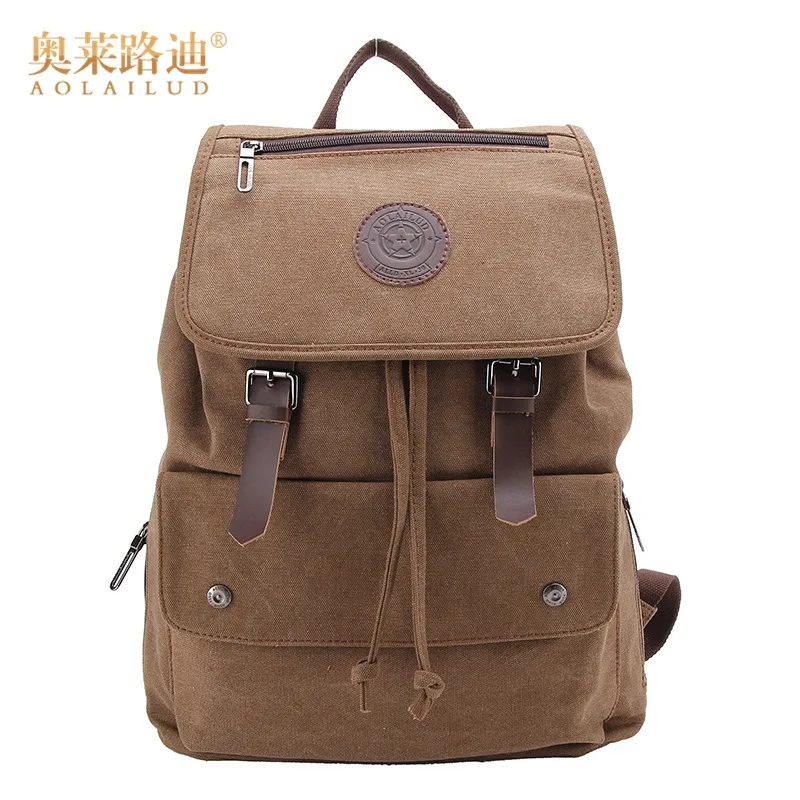 

AOLAILUDI Men backpack Canvas Travel School Shoulder Computer Backpacking Functional Versatile Bags Multifunctional Laptop Bag