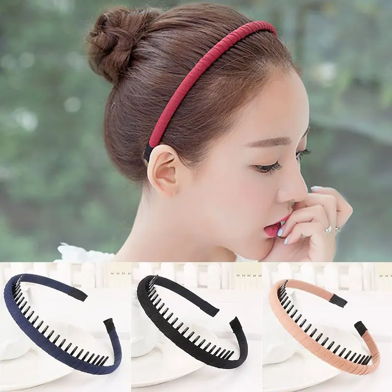 Высококачественная Корейская однотонная тканевая повязка на голову с зубами для девочек, детская лента для волос для женщин, аксессуары для волос