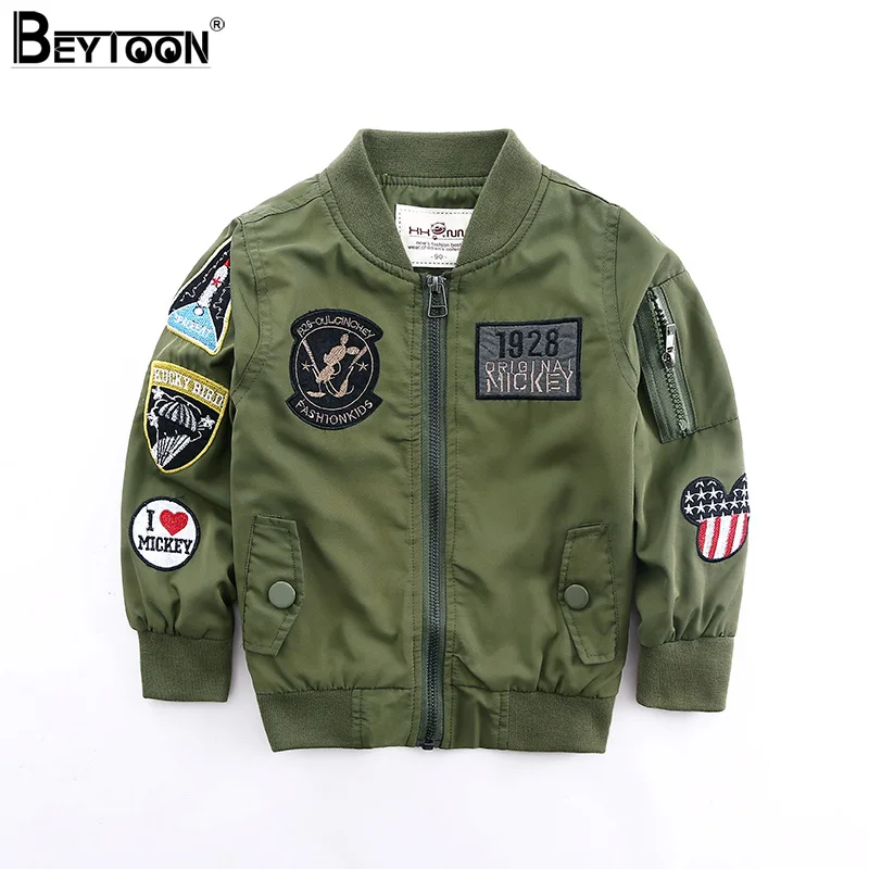 Beytoon 2Colors Toddler Boys Jacket Autumn Spring Army Style Kids