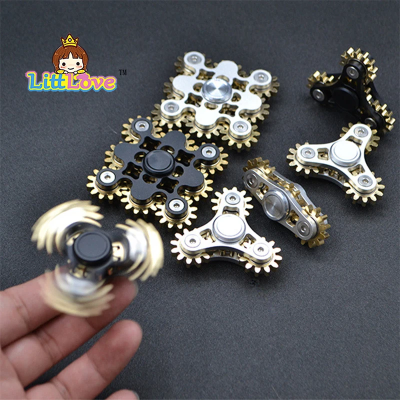 

2017 American Hot Sale Gears Linkage Fidget Finger Spinner Hand Spinner Gyro EDC ADHD Rotation Time Long Anti Stress Gift
