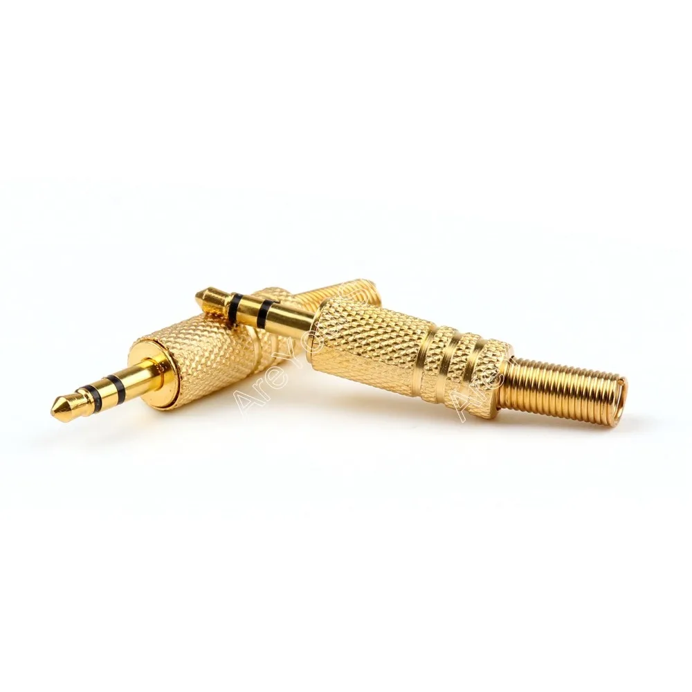 

Areyourshop 100 Pcs Gold-Plated Stereo Male 1/8 3.5mm Jack Plug Audio Adapter Booted Headphone