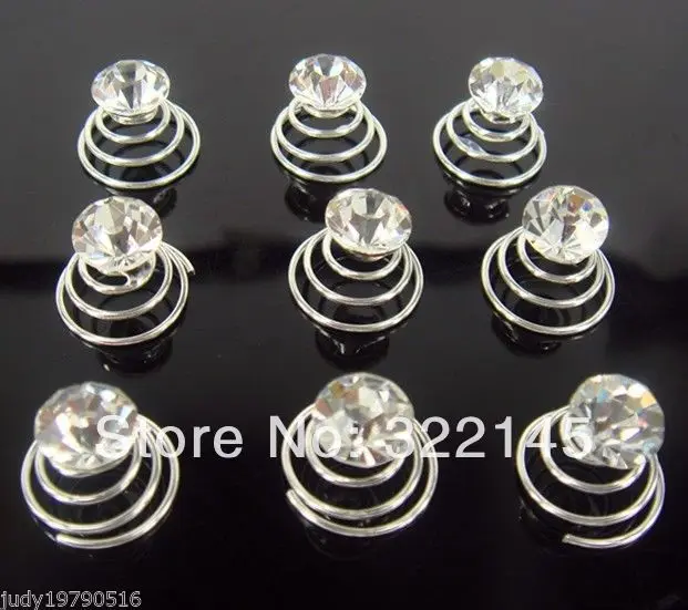 

100PCS Crystal Hair Twists Spins Pins Wedding Clips Hair Accessory