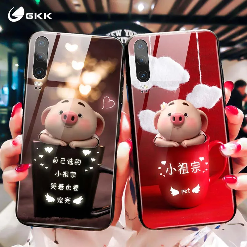 

Glass Case for Huawei P30 Pro Case Back Tempered Glass Soft Edge Silicone Hard Luxury Phone Cover for P20 Lite P10 Plus Coque