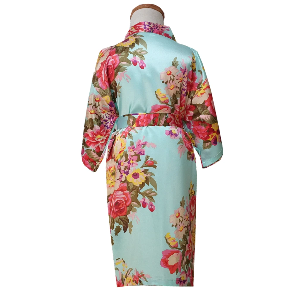 Новая модная детская Ночная одежда для девочек, летняя атласная Шелковая пижама для девочек, милая Повседневная Ночная рубашка с цветочным рисунком, банный Халат