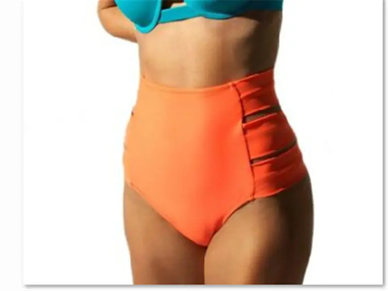 Сексуальные женские плавательные стринги клешеные штаны с высокой талией бикини Бразильяно купальник с рюшами купальник купальный костюм Beahcwear - Цвет: Оранжевый
