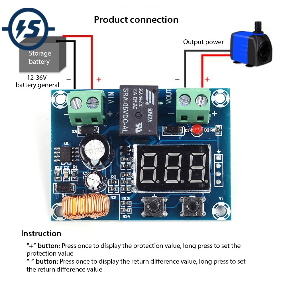 

DC 12V-36V XH-M609 Charger Module Voltage OverDischarge Protection Precise Undervoltage Protection Module Battery Charger Module