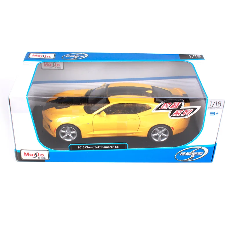 Maisto 1:18 2016 chevrolet camaro ss желтая Автомобильная литая машина 265*110*75 роскошная