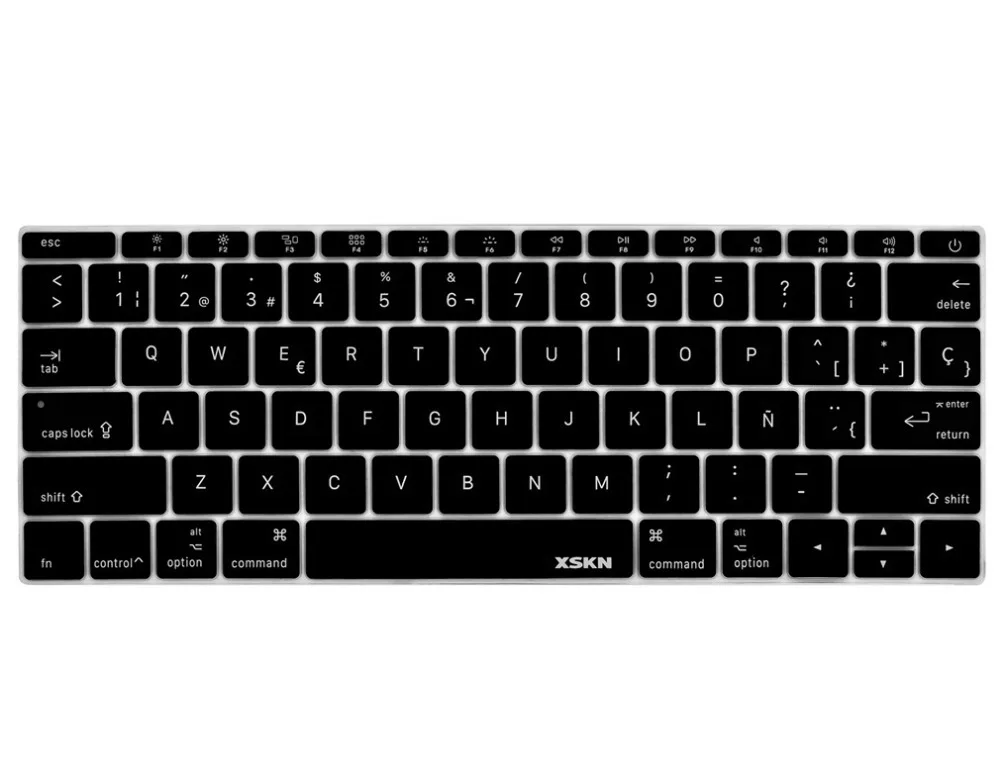 XSKN Spanish Letters Top Quality Silicone Keyboard Cover Skin Protector for MacBook 12 inch, US Layout, 4 colors optional