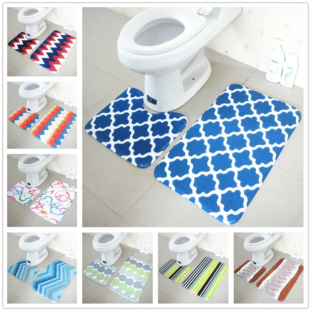

37X45CM+45X75CM/Set Bedroom Rugs And Carpets Coral Velvet Non-Slip Kitchen Mat/Bath Mat Bedside Area Rugs/U-shaped Toilet Mats