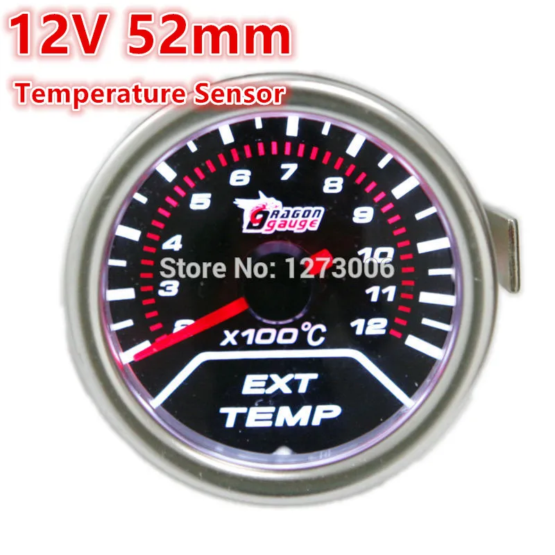 1PCS Exhaust Gas Temperature Temp Gauge DC12V 52mm Universal Car EGT LED Display Meter Red Car