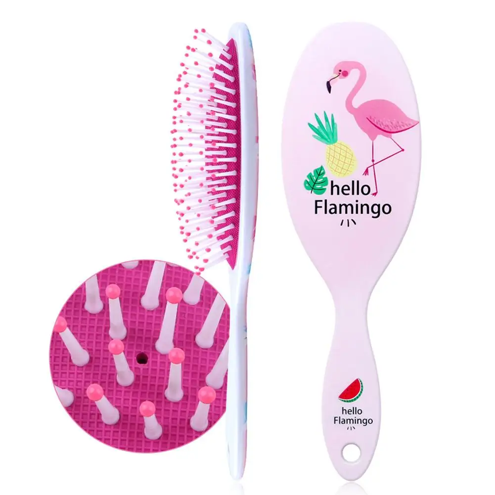 

1Pcs New Fashion Flamingo Print Hair Brush Anti-Static Scalp Massage Comb Salon Styling Tool escova de cabelo profissional