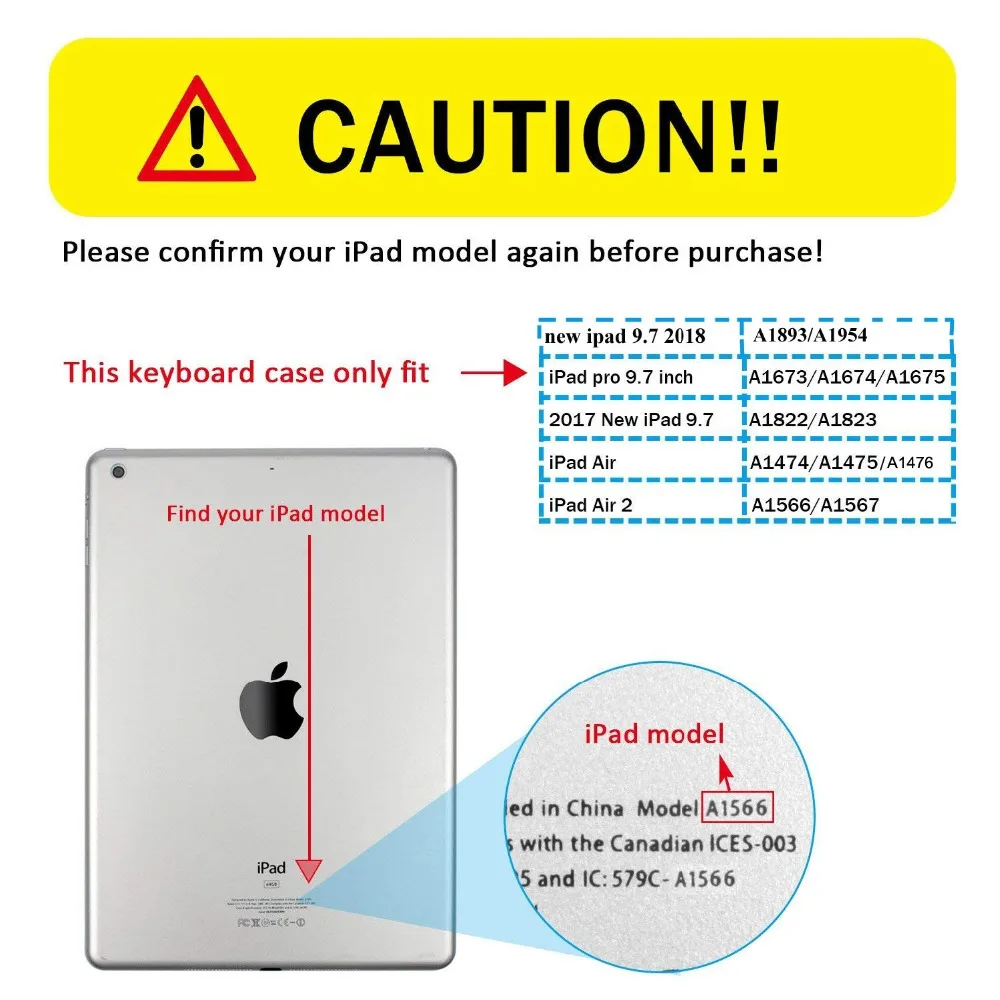 Клавиатура Чехол для iPad 9 7 2018 6th 2017 5th смарт Беспроводной клавиатура чехол Air 2 Pro