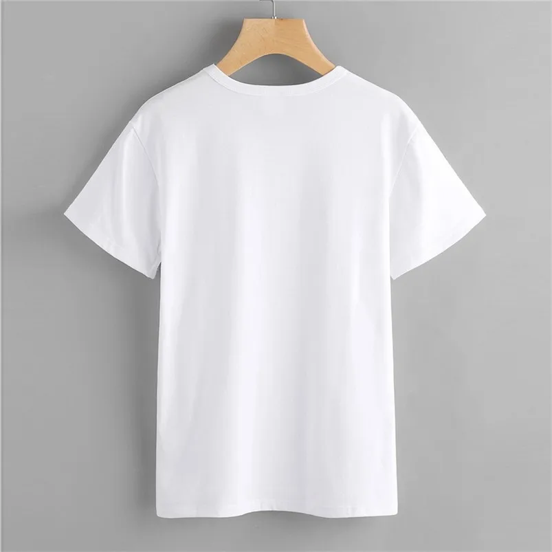 Casual Fashion Women Summer Short Sleeve Casual Print Tops Tee Round Neck T-Shirt Stiletto Print Clothing For Women Girls 35MY13 (9)