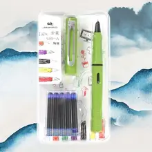 Jinhao 599a Fountain Pen Set Calligraphy Pen Dolma Kalem Pluma Student with Removable Ink Bag Pen Gift Boys and Girls Lovely jinhao dragon and phoenix antique silver and red screw fountain pen with gift box j1063
