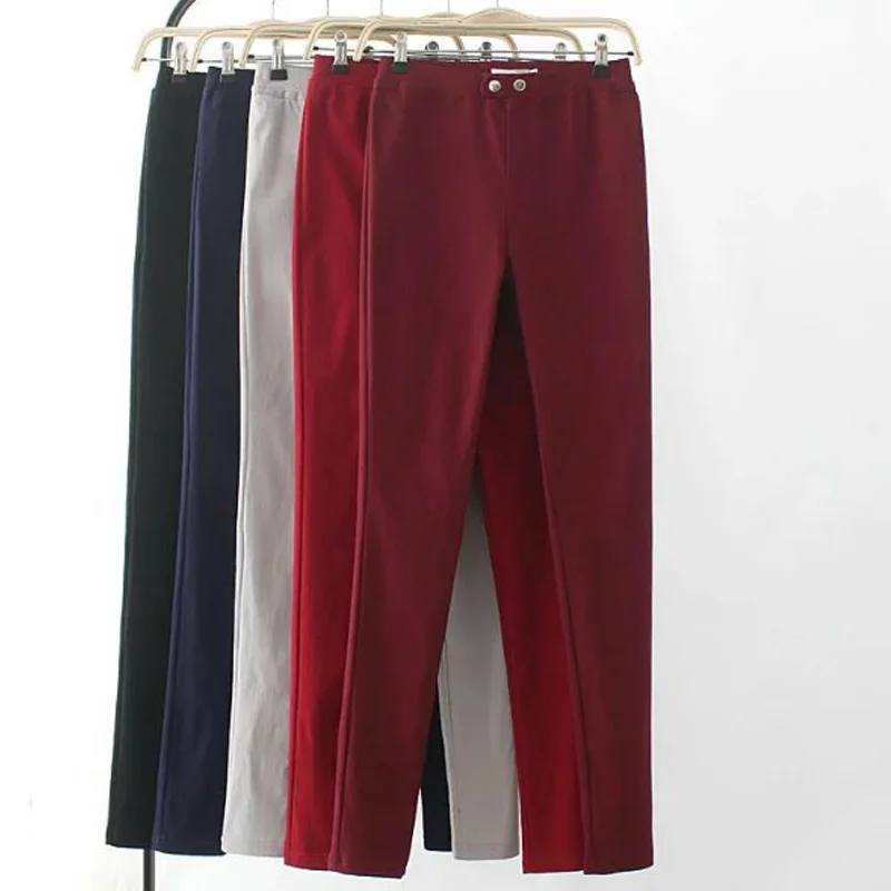 Women Plus Size Pants Trousers High Waist Elastic Waist Slim Hip Pant
