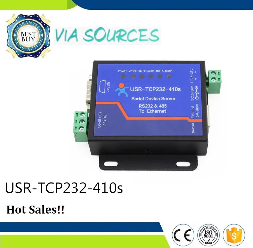 USR TCP232 410S RS232 RS485 Порт Последовательный в Ethernet конвертер с ModBus RTU TCP и CE FCC RoHS|port rs485|port