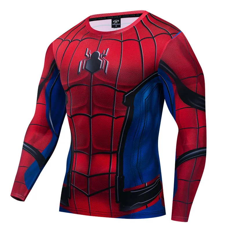 

Spiderman 2019 New Running Shirt Men's Rashgard Long Sleeve Gym Shirt Compression shirts Men Fitness Sport T-Shirts