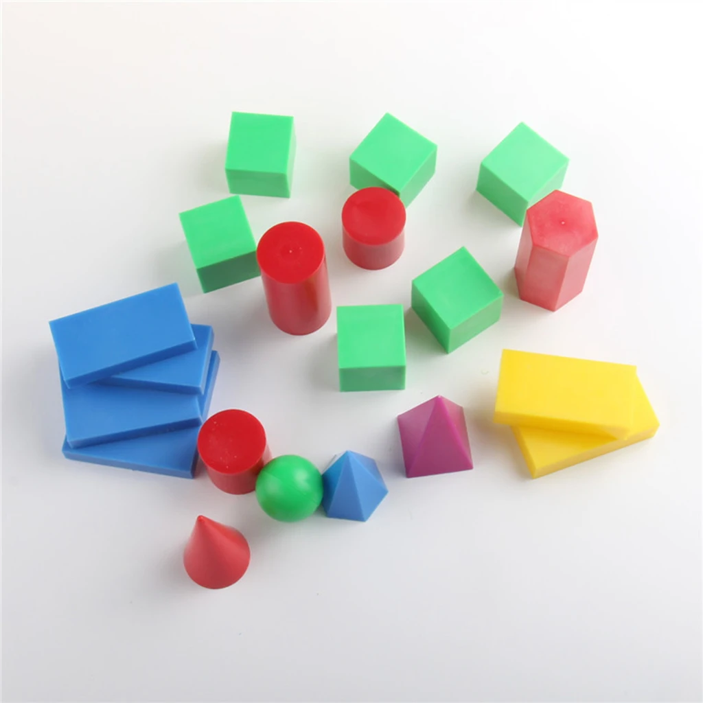 Plastic Geometric Solids 3D geometry Block Manipulatives Mathematics Math Toys 20pcs