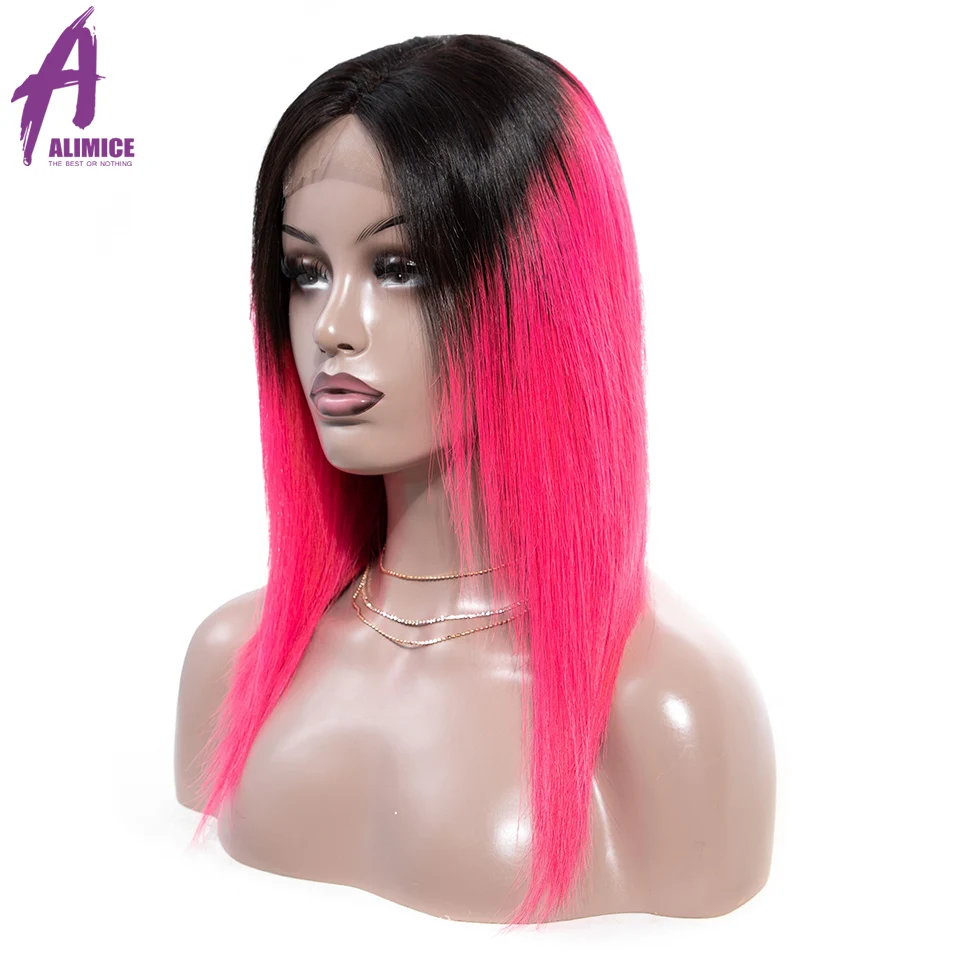 Alimice 180% Density Lace Front Human Hair Wigs Remy PinkGreenRedBlueOrange Brazilian Straight Lace Wigs With Pre Plucked (5)