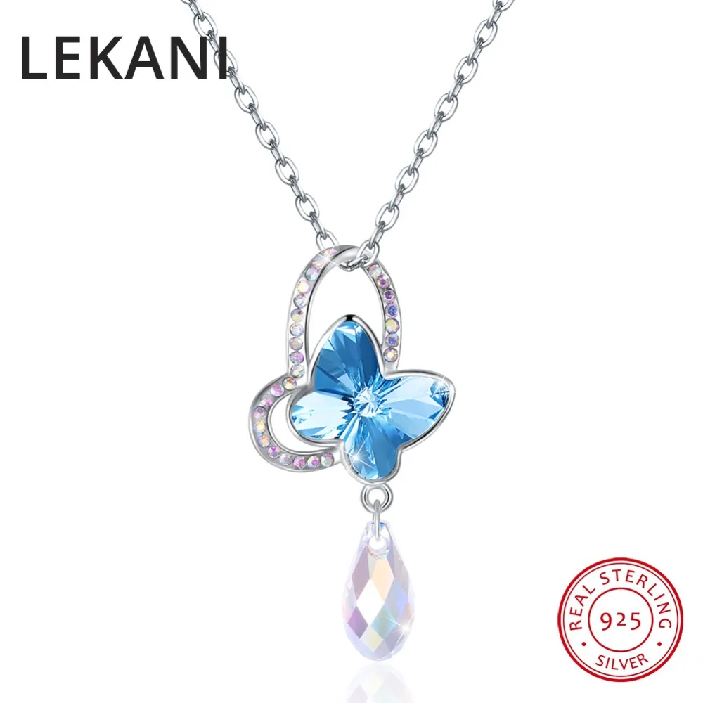 LEKANI кристаллы от SWAROVSKI Бабочка подвески в форме капель воды ожерелья для женщин