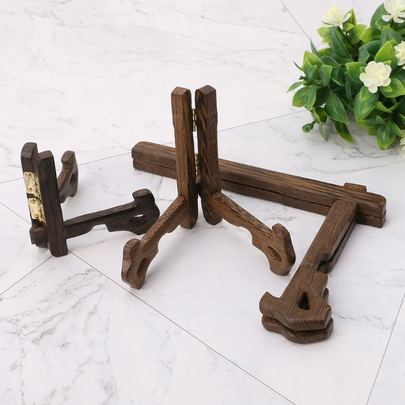 

HOT 3-7 Inch Tall Wood Display Stand Holder Easels For Plates Photos Tea Tray 5 Size