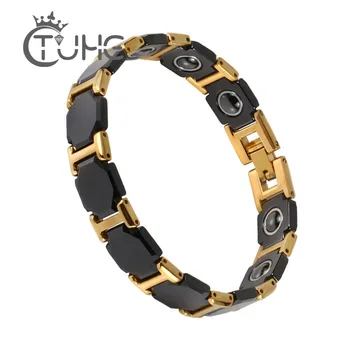 

Men Gold Bracelet for Women Men Bangle Watch Band Design Stainless Steel Net Band Magnetic Bio Bracelet Male Jewelry Never Fade