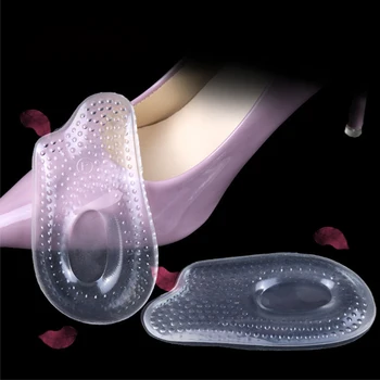 

Transparent Self-adhesive Concave Particle Damping Massage Heel Half Insoles Silicone Anit-slip Cushions Lady High Heels Insoles