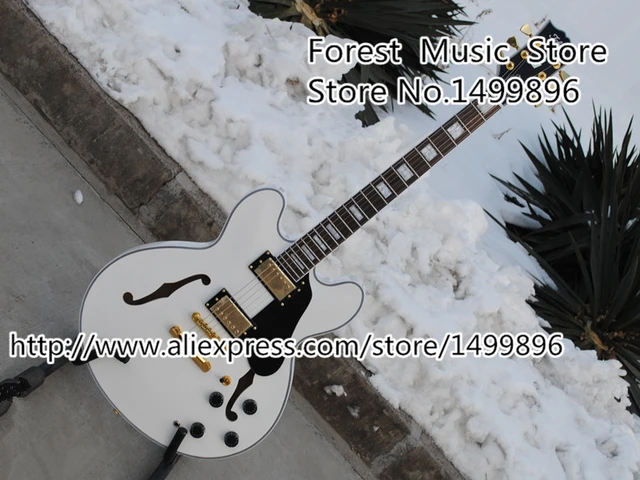 Best price at $295 Cheap New Arrival White ES China Electric Guitar Double Cutaway Hollow Guitar Body & Kits Left Handed Available
