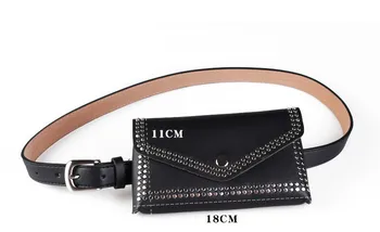 

New Summer Autumn 2018 Fashion Belt Black High Quality PU Leather Metal Buckle Rivet Mini Bag Decorative Belt Women