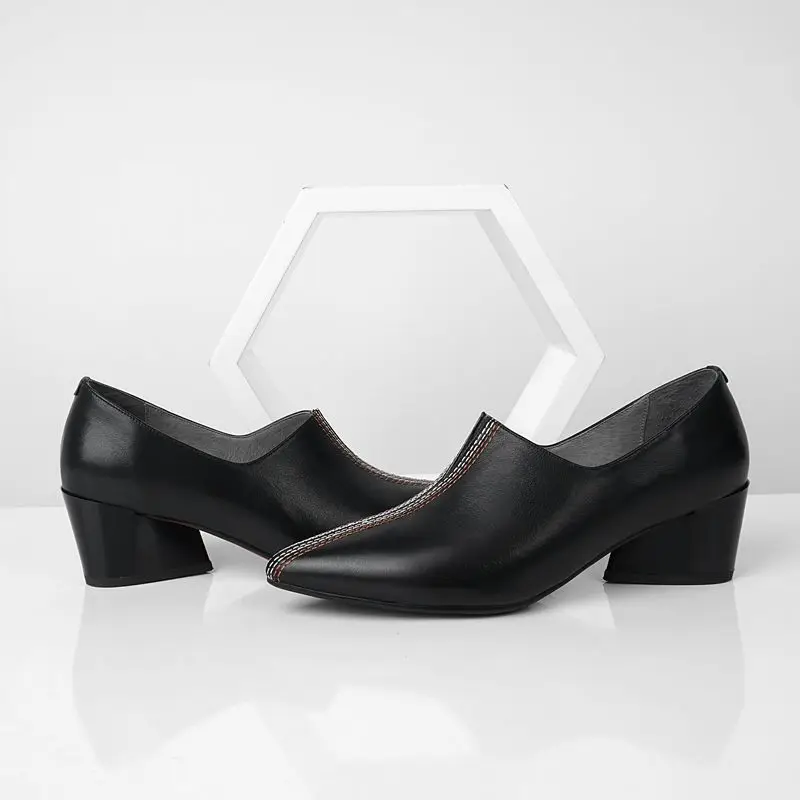 Cuero De Yinkoget Pie Puntiagudo Vaca Mujer as Dedo Cómodos Suave Alto Tacón Zapatos Picture Moda Del As Mujeres Las Genuino Picture Primavera wwzqnB5Er